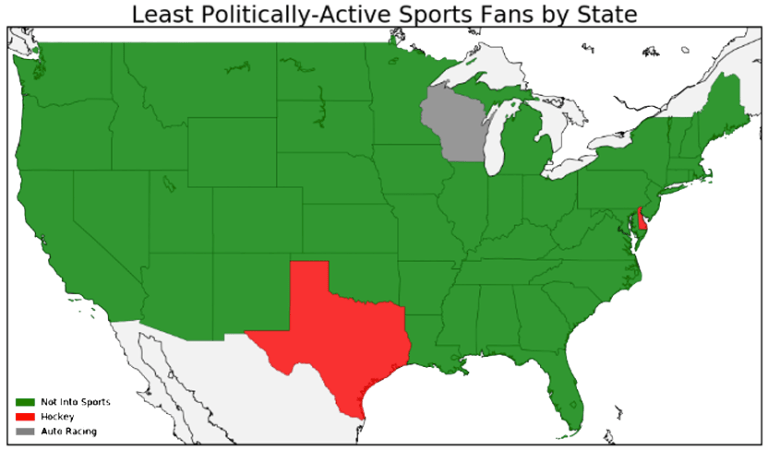 Least Politically-Active Sports Fans by State Least Politically-Active Sports Fans by State